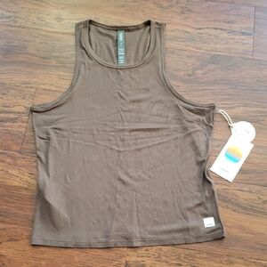 Vuori Brown Ribbed Cove Boyfriend Tank Top Size Small New